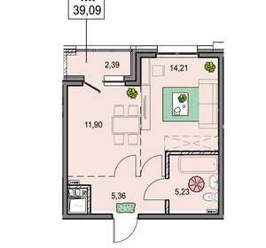 1-к квартира, вторичка, 39м2, 9/15 этаж
