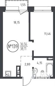 1-к квартира, вторичка, 39м2, 7/10 этаж
