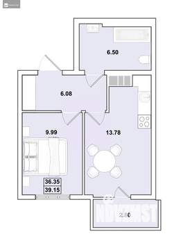 1-к квартира, вторичка, 39м2, 11/16 этаж