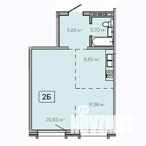 1-к квартира, строящийся дом, 49м2, 2/18 этаж