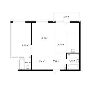 3-к квартира, вторичка, 68м2, 7/19 этаж