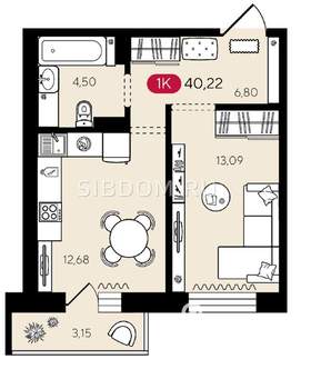 1-к квартира, вторичка, 40м2, 2/14 этаж