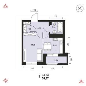 1-к квартира, вторичка, 37м2, 13/14 этаж