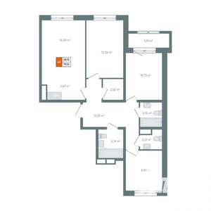 4-к квартира, вторичка, 83м2, 12/14 этаж