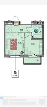 1-к квартира, вторичка, 42м2, 2/18 этаж
