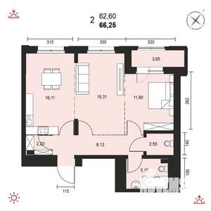 2-к квартира, вторичка, 66м2, 10/14 этаж