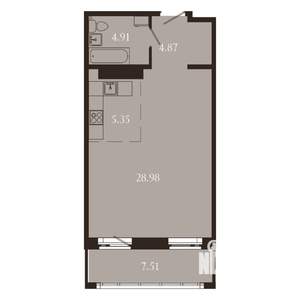 1-к квартира, вторичка, 52м2, 13/15 этаж