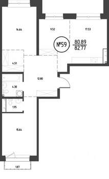 3-к квартира, строящийся дом, 83м2, 11/19 этаж