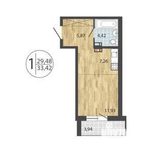 1-к квартира, вторичка, 33м2, 2/19 этаж