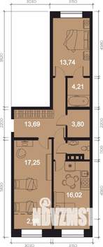 3-к квартира, вторичка, 74м2, 3/8 этаж