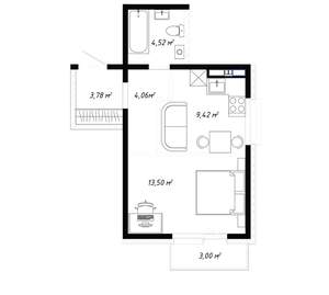 2-к квартира, вторичка, 38м2, 2/19 этаж