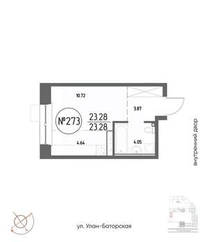 Студия квартира, строящийся дом, 23м2, 17/19 этаж