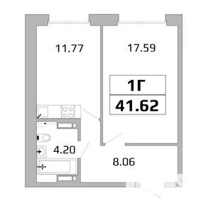 1-к квартира, вторичка, 42м2, 10/16 этаж