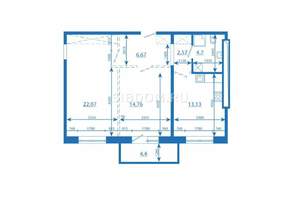 2-к квартира, вторичка, 69м2, 15/16 этаж