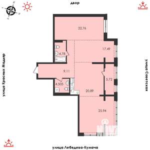 3-к квартира, строящийся дом, 115м2, 5/14 этаж