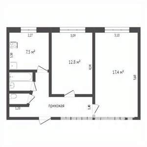 2-к квартира, вторичка, 41м2, 5/5 этаж