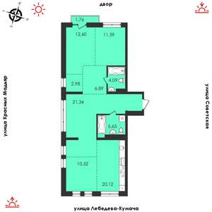 3-к квартира, строящийся дом, 98м2, 7/14 этаж