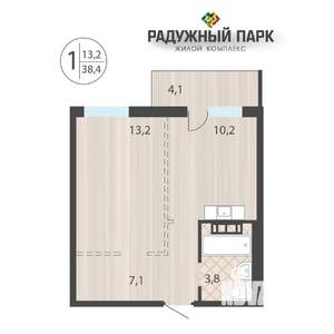 1-к квартира, вторичка, 38м2, 2/16 этаж
