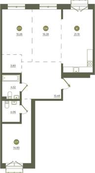 3-к квартира, вторичка, 95м2, 2/9 этаж