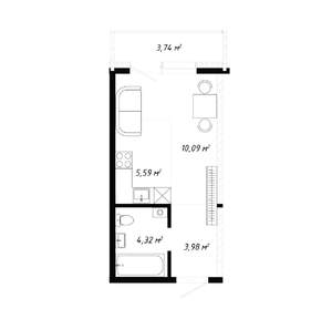 1-к квартира, вторичка, 28м2, 18/19 этаж