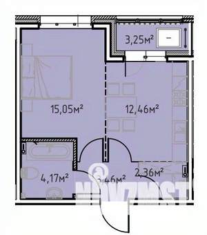 1-к квартира, вторичка, 41м2, 12/13 этаж