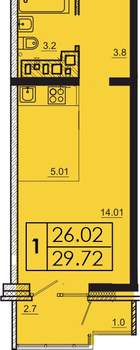 1-к квартира, вторичка, 30м2, 12/16 этаж