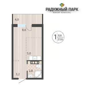 1-к квартира, вторичка, 24м2, 2/16 этаж