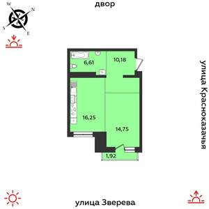 1-к квартира, строящийся дом, 50м2, 5/14 этаж