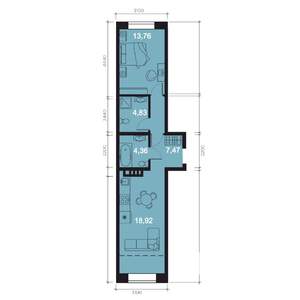 2-к квартира, строящийся дом, 51м2, 5/8 этаж