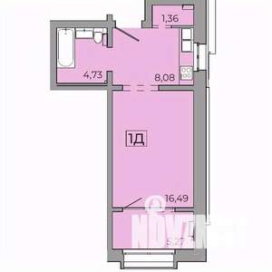 1-к квартира, строящийся дом, 46м2, 12/15 этаж
