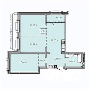 3-к квартира, строящийся дом, 91м2, 16/18 этаж