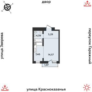 1-к квартира, строящийся дом, 34м2, 8/9 этаж