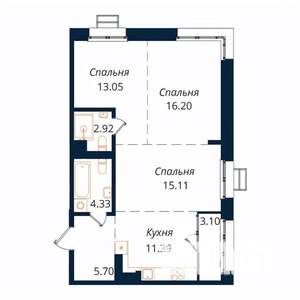3-к квартира, строящийся дом, 72м2, 9/18 этаж