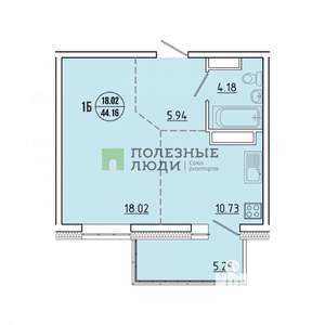 1-к квартира, вторичка, 44м2, 17/17 этаж