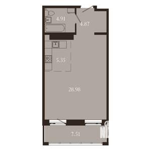 1-к квартира, вторичка, 52м2, 14/15 этаж