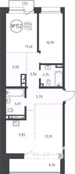 3-к квартира, вторичка, 78м2, 9/10 этаж