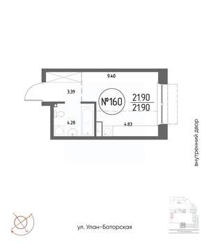 1-к квартира, строящийся дом, 22м2, 5/19 этаж