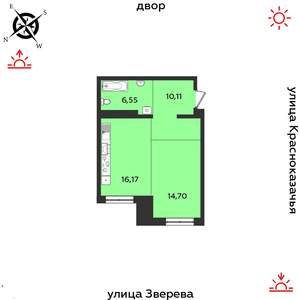 1-к квартира, строящийся дом, 48м2, 3/14 этаж