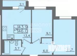 2-к квартира, вторичка, 46м2, 7/9 этаж
