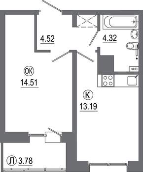 1-к квартира, вторичка, 40м2, 14/16 этаж