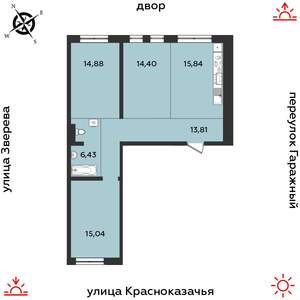 3-к квартира, строящийся дом, 80м2, 4/9 этаж