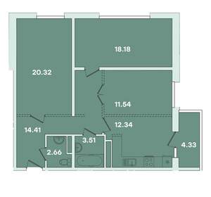 3-к квартира, вторичка, 87м2, 11/14 этаж