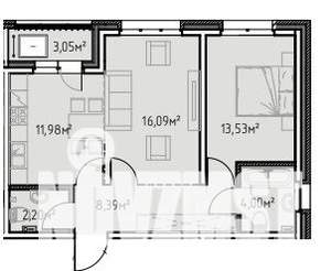2-к квартира, вторичка, 59м2, 7/13 этаж
