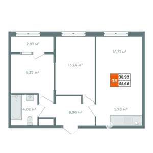 3-к квартира, вторичка, 59м2, 17/19 этаж