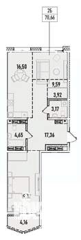 2-к квартира, вторичка, 79м2, 8/19 этаж