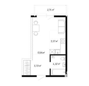 1-к квартира, вторичка, 33м2, 19/19 этаж