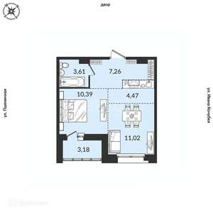 2-к квартира, строящийся дом, 40м2, 10/12 этаж