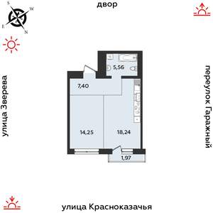 1-к квартира, строящийся дом, 47м2, 8/9 этаж