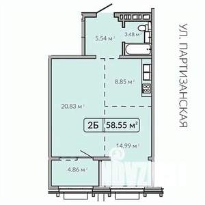 2-к квартира, строящийся дом, 49м2, 2/18 этаж