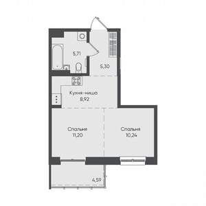 1-к квартира, вторичка, 46м2, 6/19 этаж